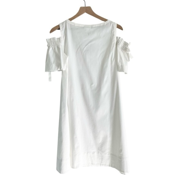 NWT J. Jill Women’s Cold Shoulder Ruffle Knee Length Dress White Small‎ Petite - Picture 3 of 10
